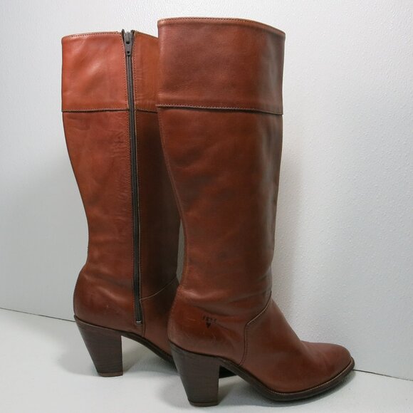Frye Inside Zippered Boots Brown Leather Equestrian Riding Boot Shoes Sz 10 B - Picture 3 of 8
